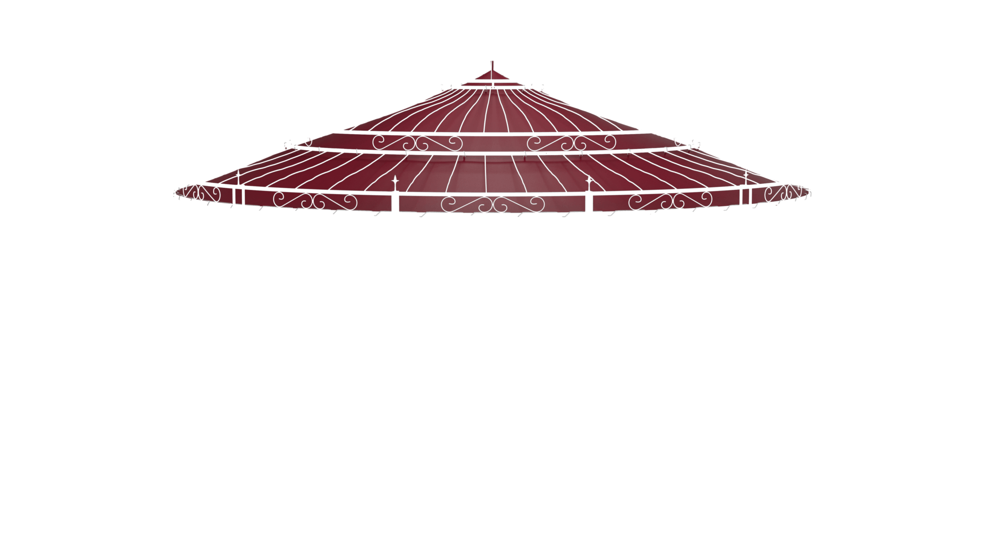 3D Modell Sonnensegel Pavillon Toskana in Farbe Weinrot