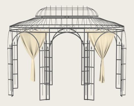 3D-Modell Pavillon Verona mit Vorhängen